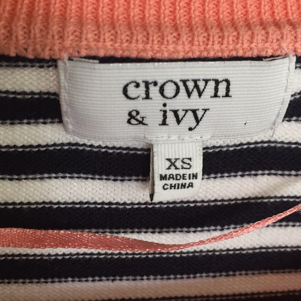 Crown & Ivy whale sweater w/ striped back. Size XS - Picture 4 of 6